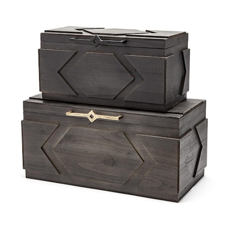 Palacedesigns 10 x 20 x 11 in. Brown Detailed Wooden Boxes PA3089103